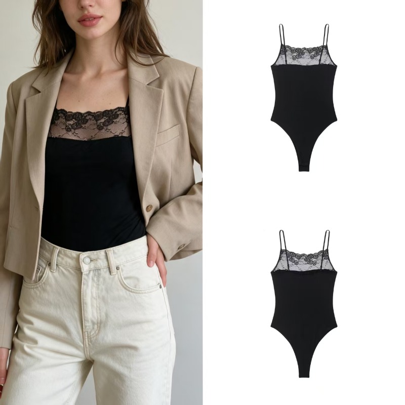 Cami Top Lace - 2026 Minimalistyczny damski body z koronkowym