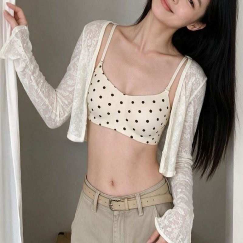Bralette Wireless Soft - Damski biustonosz bez fiszbin w kropki,