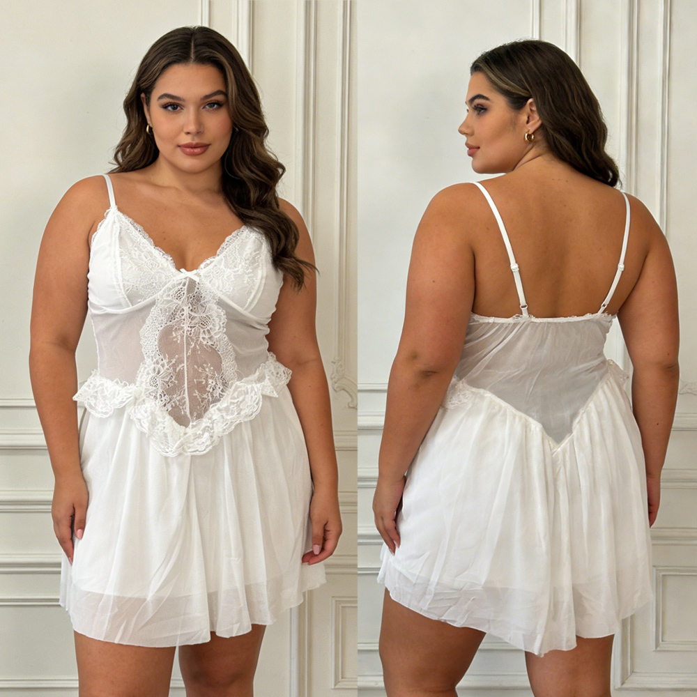 Seksowna biała koronkowa kwiec – Babydoll Chemise Night recenzja i cena